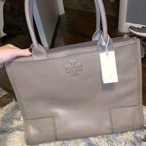 Tory Burch Ella Canvas Leather Tote